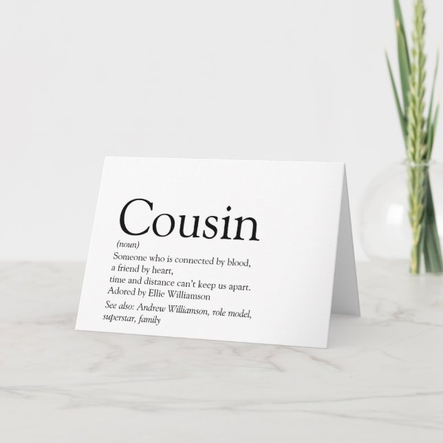 Definition des besten Cousins der Welt Karte (Vorderseite)