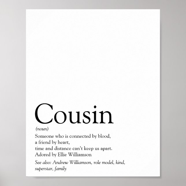 Definition des besten Cousins der Welt Poster (Vorne)
