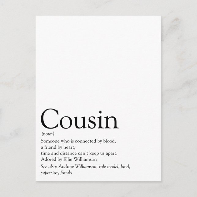 Definition des besten Cousins der Welt Postkarte (Vorderseite)