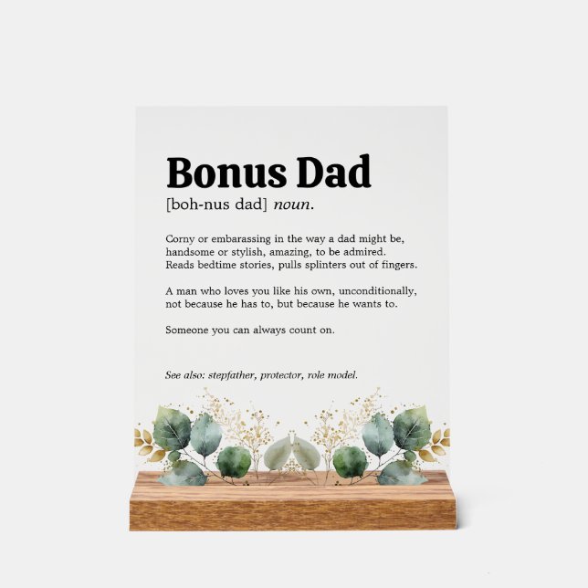 Definition des Bonus-Vaters Acrylschild (Vorderseite)