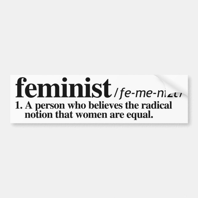 Definition des Feminists - feministischer Autoaufkleber (Vorne)