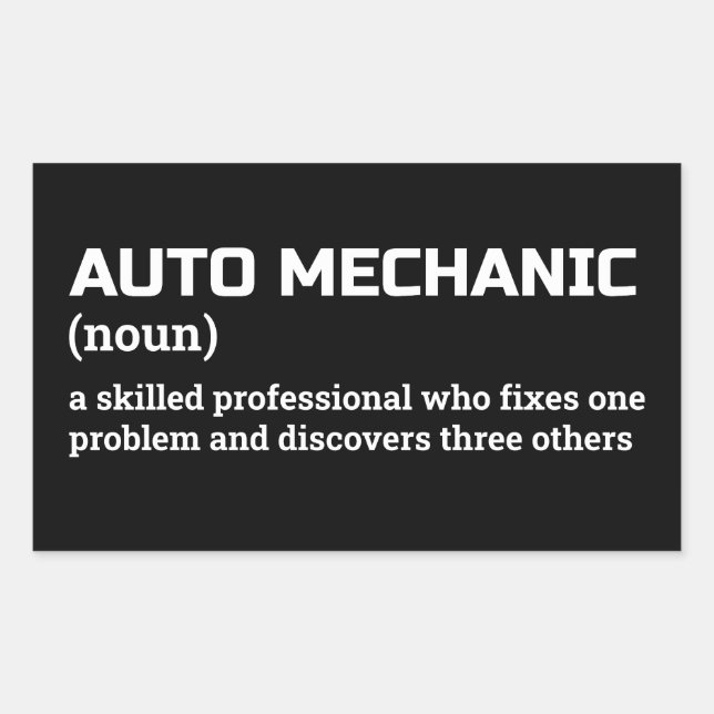 Definition des "Funny Auto Mechanism" Rechteckiger Aufkleber (Vorderseite)