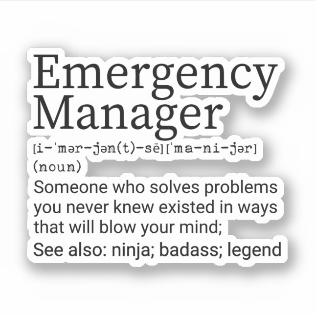 Definition des "Funny Emergency Manager" Aufkleber (Vorderseite)