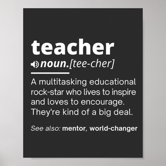 Definition des Lehrers - Funny Teaching School Tea Poster (Vorne)