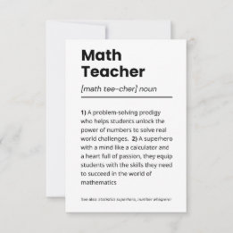 Definition des Mathematiklehrers, Bewertung des Ma Dankeskarte