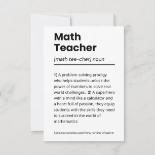 Definition des Mathematiklehrers, Bewertung des Ma Dankeskarte
