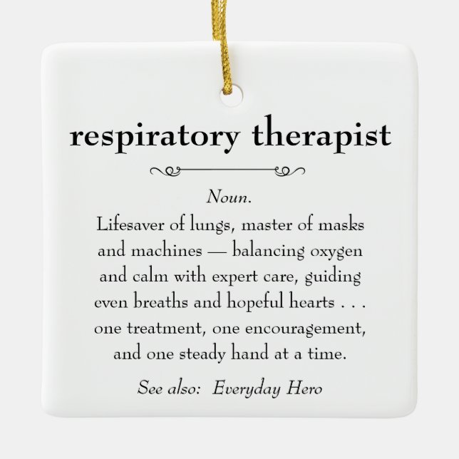 Definition des Respirationstherapeuten danke Ihnen Keramikornament (Vorderseite)