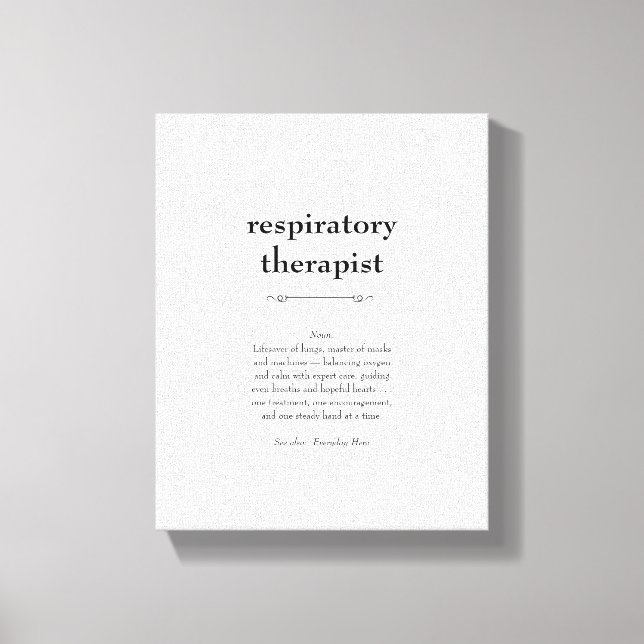 Definition des Respirationstherapeuten danke Ihnen Leinwanddruck (Vorderseite)