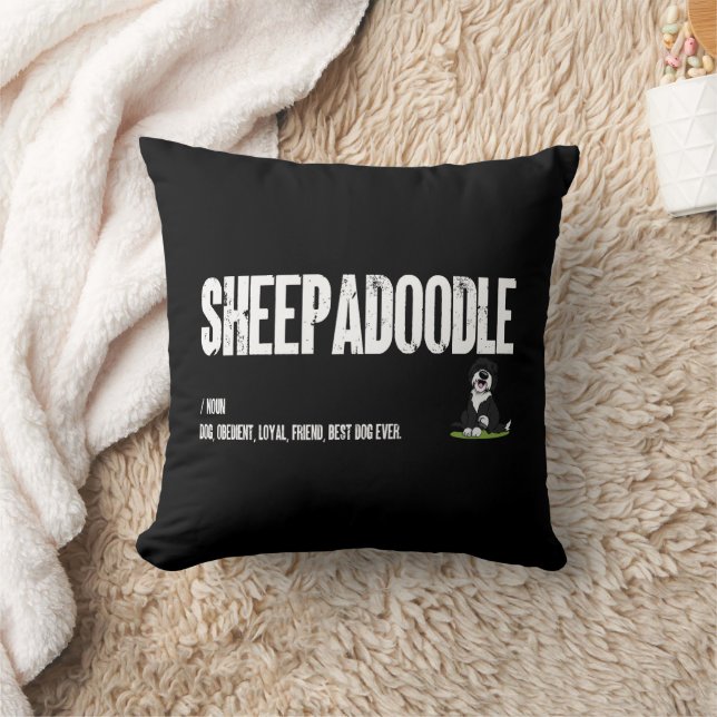 Definition des Schafadels, Doodle Dog Noun Geschen Kissen (Decke)