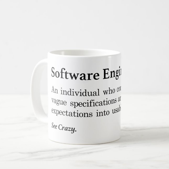 Definition des Softwareentwicklers Kaffeetasse (Vorderseite Links)