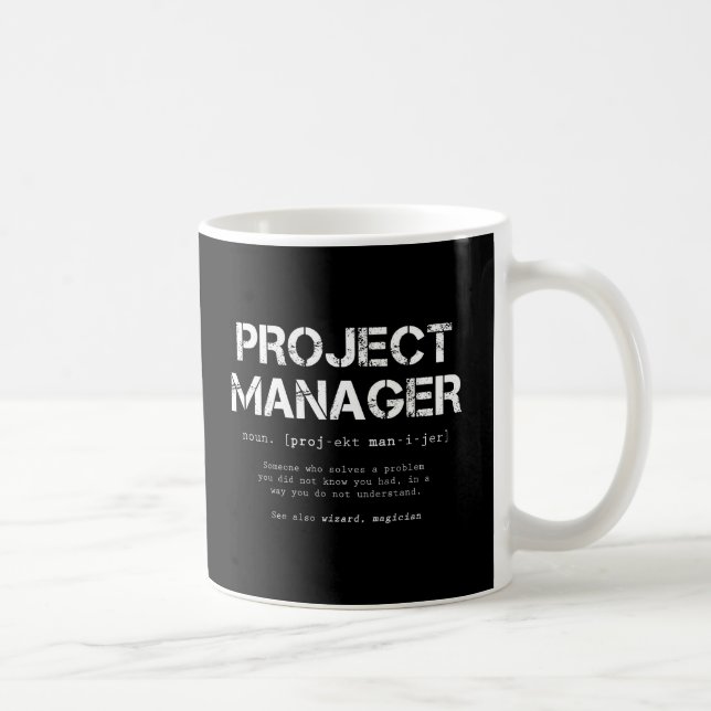 Definition des Wörterbuchs "Funny Project Manager" Kaffeetasse (Rechts)