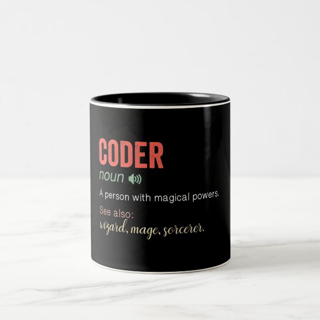 Définition drôle Coder Deux Tons De Café Mug (Centre)