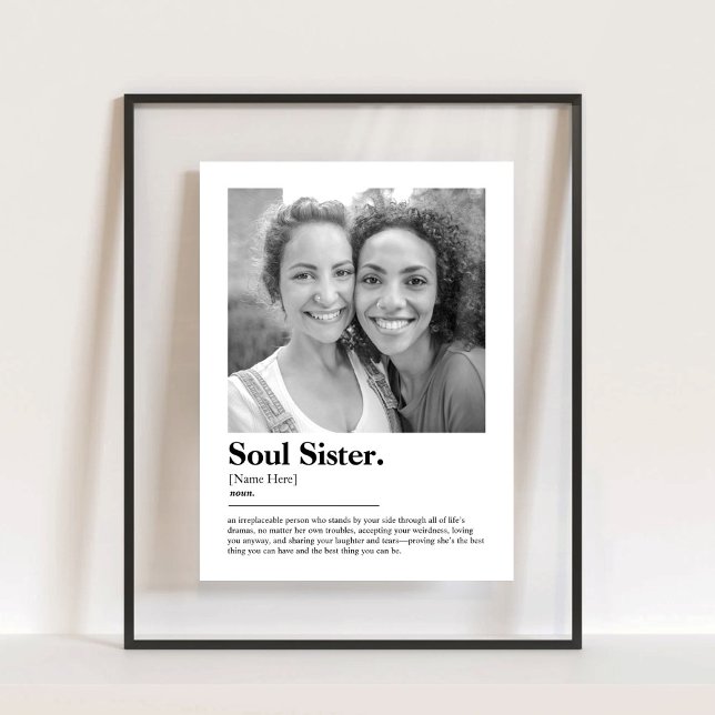 Définition du dictionnaire Soul Sister avec photo (Soul Sister Dictionary Definition with Photo Acrylic Sign Fun Gift for Best Friend)