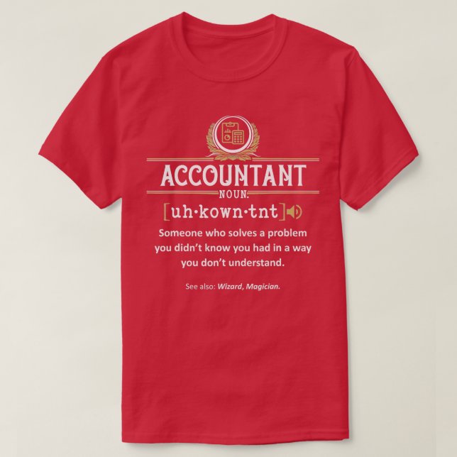 Definition Funny Dictionary Bedeutung des Buchhalt T-Shirt (Design vorne)