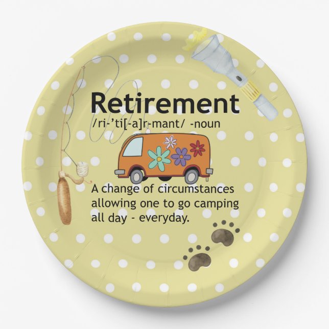 Definition für "Funny Camping Retirement" Pappteller (Vorderseite)