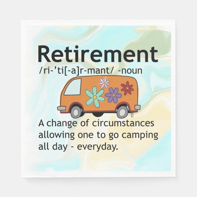 Definition für "Funny Camping Retirement" Serviette (Vorderseite)
