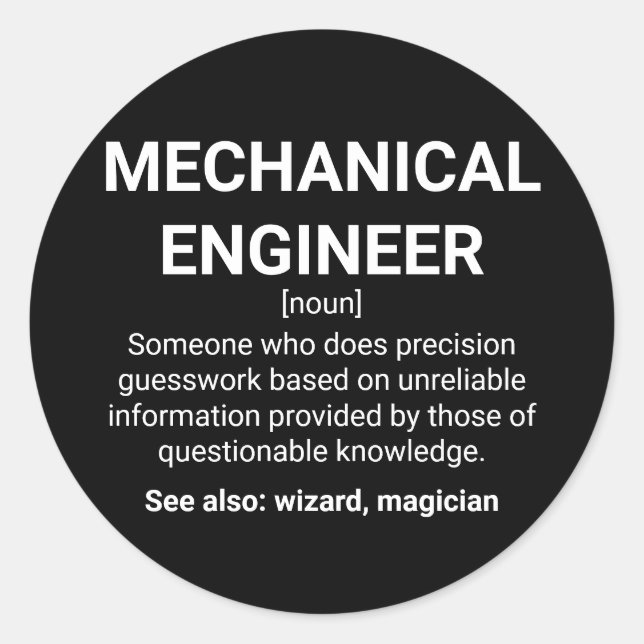 Definition für Maschinenbauingenieure Runder Aufkleber (Vorderseite)
