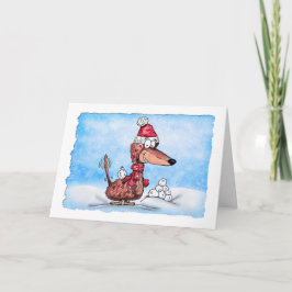 Definition guter Mini-Dackel mit Snowball Holiday  Feiertagskarte