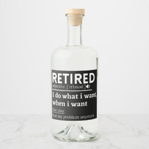 Definition im Ruhestand, komischer Ruhestand, Rent Alkoholflaschenetikett