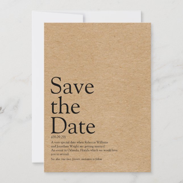 Définition Minimaliste Rustique de Save the Date (Devant)