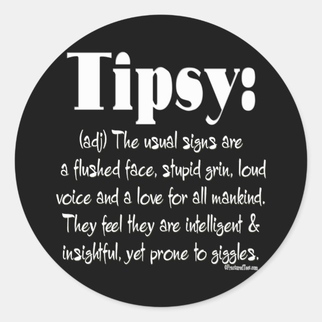 Definition Tipsy BW Runder Aufkleber (Vorderseite)
