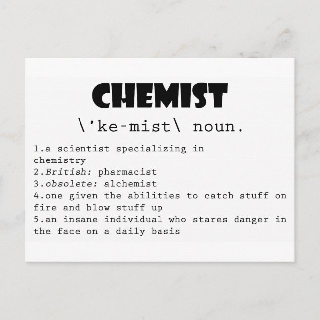Definition von Chemist Postkarte (Vorderseite)