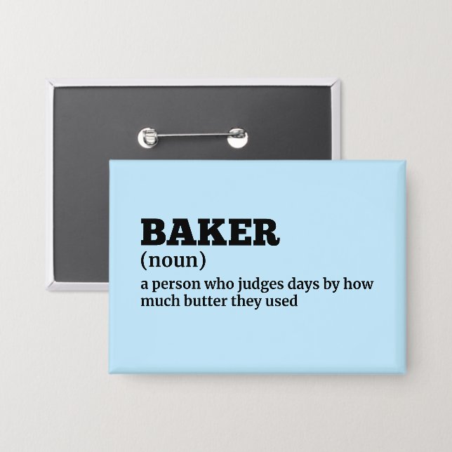 Definition von "Funny Bakery Worker" Button (Vorderseite/Rückseite)