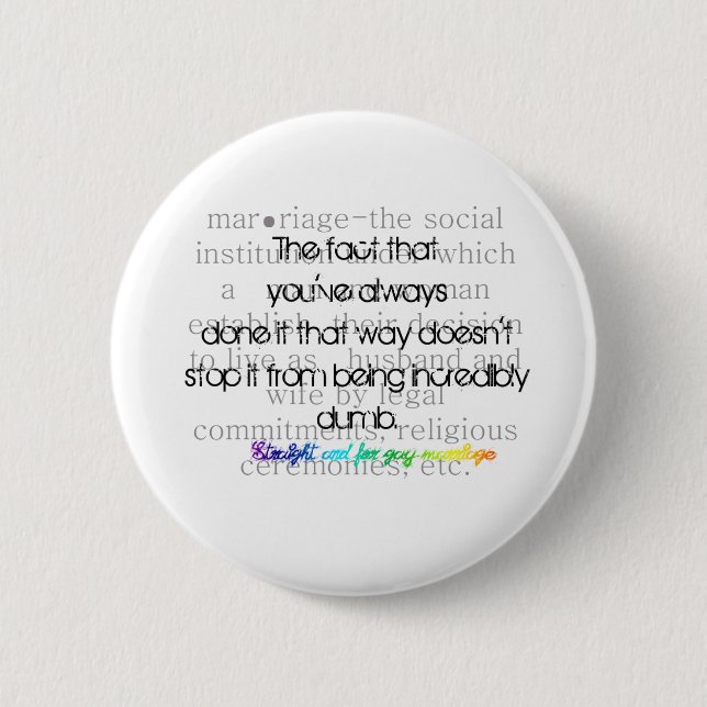 Definition von Heirat-Geradem für homosexuelle Ehe Button (Vorderseite)