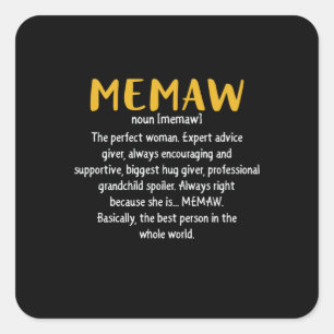 Definition von Mutter Art Memaw Quadratischer Aufkleber