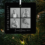 Definition von Naughty | 4 Foto Collage Weihnachts Ornament Aus Metall<br><div class="desc">Feiern Sie die Weihnachtszeit, indem Sie Ihren Weihnachtsbaum mit einem einzigartigen, doppelseitigen Zierwerk dekorieren! Dieses besondere Ornament umfasst eine Collage von vier Fotos auf der Vorderseite und kann mit Ihrem Namen(en) und dem Jahr eingeschrieben werden. Zeigen Sie Ihre Lieblingsfamilien und Freunden und machen Sie Ihren Baum zu einem einzigartigen Erlebnis...</div>