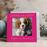 Definition von Naughty | 5 FotoCollage | Weihnacht Feiertagskarte<br><div class="desc">Schenken Sie dieses Jahr mit einer personalisierten Pink Weihnachtskarte den Feiertag! Unser Design zeichnet sich durch ein großes Bild mit Ihrem Namen, Familiennamen und dem Jahr aus, sowie durch eine lebendige Collage aus vier weiteren Fotos auf der Rückseite des Fotos. Bereit, Unsinn zu definieren? Schicke diese festliche Karte und lass...</div>