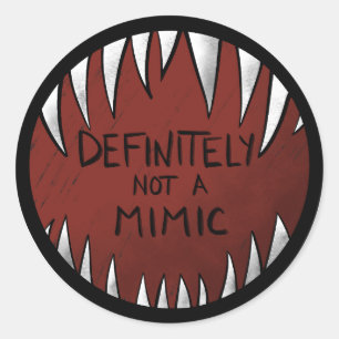 Definitiv kein Mimic D&D Gaming Geschenke Runder Aufkleber