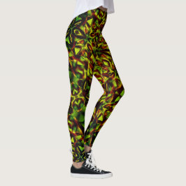 Deformierte Krawatte gebrannter, grüner Bänder Leggings