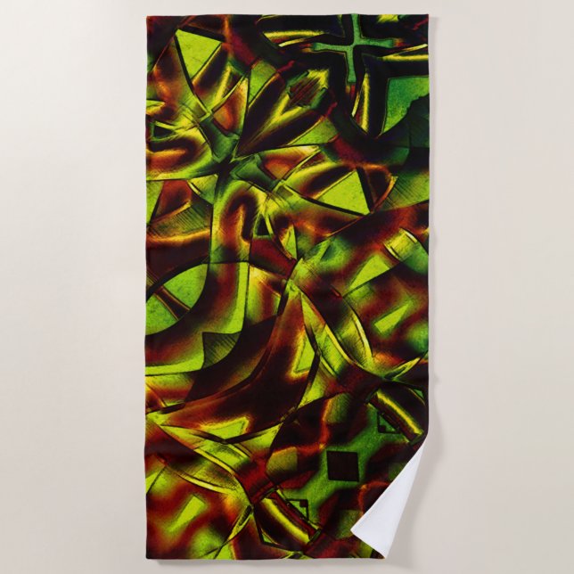 Deformierte Krawatte gebrannter, grüner Bänder Strandtuch (Vorderseite)