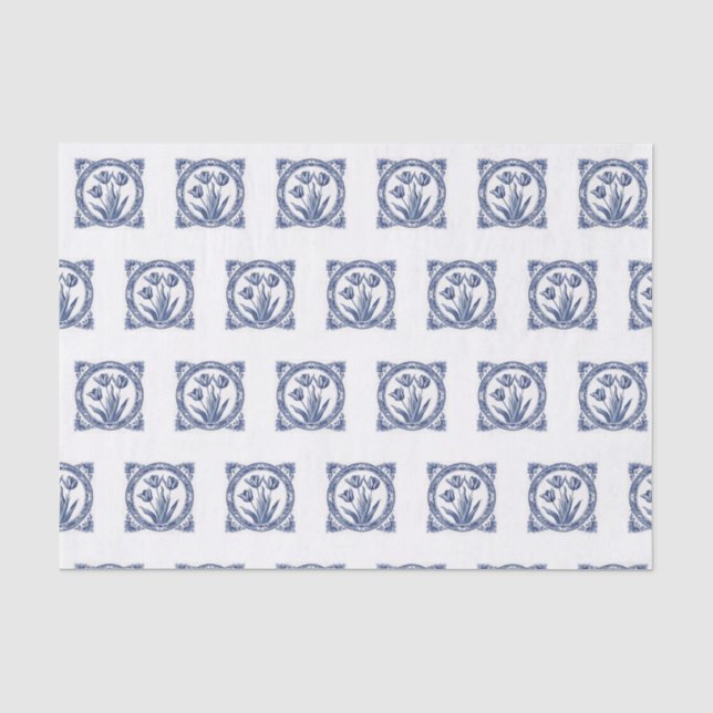 Deft Blue Tulip Souvenir Seidenpapier (Vorderseite)