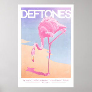 Deftones Gig Poster Pink Flamingo Kunst Druck (A3)