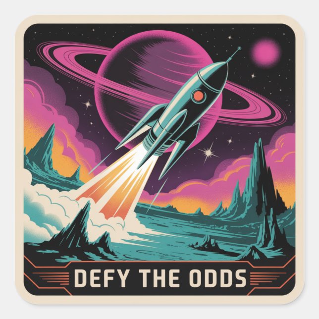 Defy The Odds Quadratischer Aufkleber (Vorderseite)