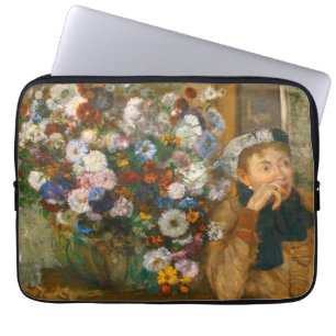 Degas A Women sitzt neben einer Vase von Blume Laptopschutzhülle