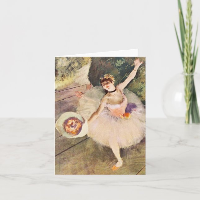 Degas Ballerina avec Bouquet de Fleurs Carte Note (Devant)