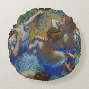 Degas Blaue Tänzerinnen Pastell-Feinbild Meisterwe Rundes Kissen