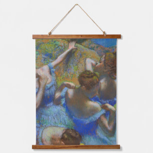 Degas Blaue Tänzerinnen Pastell-Feinbild Meisterwe Wandteppich Mit Holzrahmen