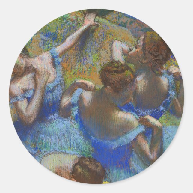 Degas Blue Dancers Pastel Fine Art Masterpiece Runder Aufkleber (Vorderseite)