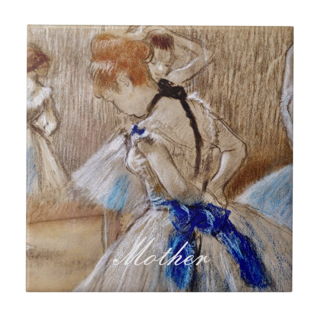 Degas Dancer mit blauem Band Fliese (Vorderseite)