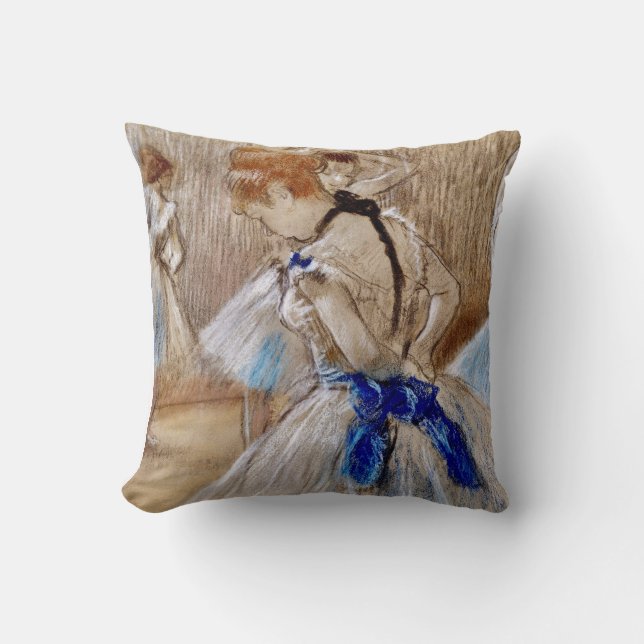 Degas Dancer mit blauem Band Kissen (Vorderseite)