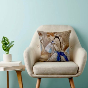 Degas Dancer mit blauem Band Kissen