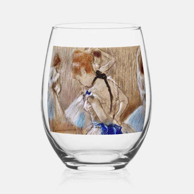 Degas Dancer mit Blue Ribbon Trinkbehälter Set Weinglas Ohne Stiel (Vorderseite)