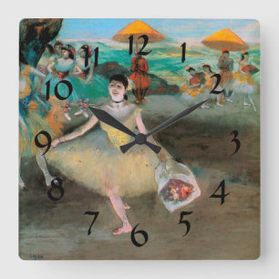 Degas 'Dancer with a Bouquet Bowing Wall Clock Quadratische Wanduhr