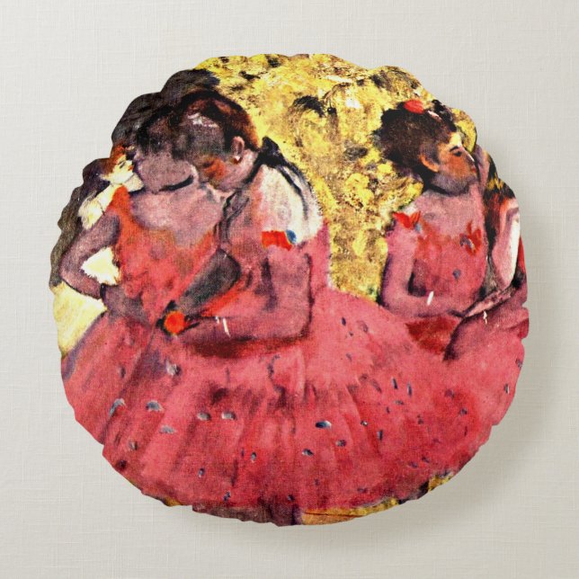 Degas - Die rosa Tänzer Rundes Kissen (Vorderseite)