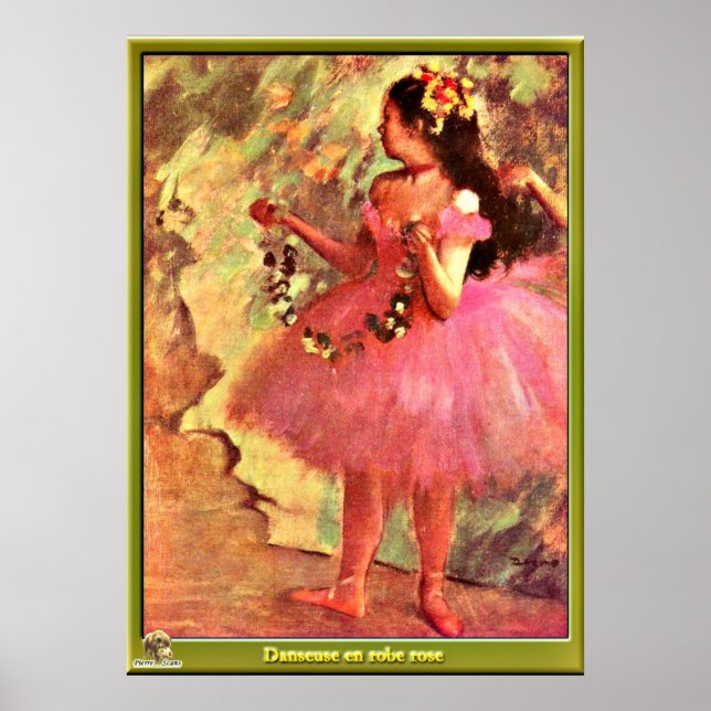 Degas - Tänzer in rosa Kleid-1880 Poster (Vorne)