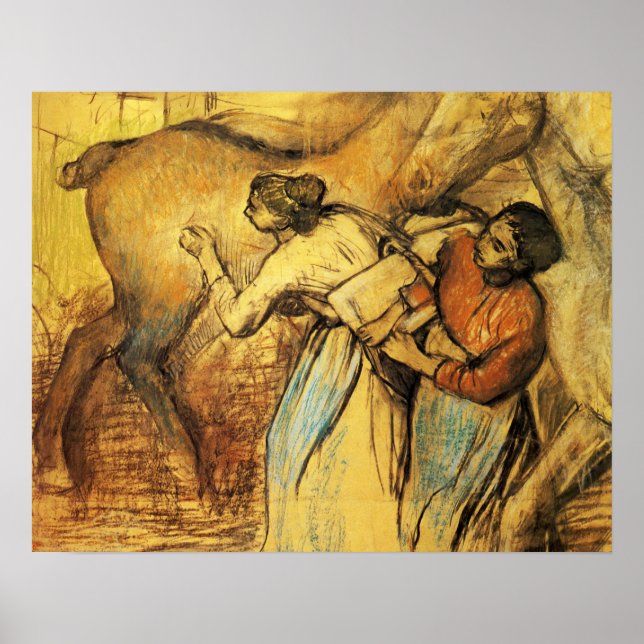 Degas - Zwei Waschküchen und ein Pferd 1902 Poster (Vorne)